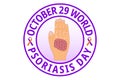 October 29 world psoriasis day flat vector illustration. Protection, healthcare, prevention concept.