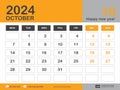 October 2024 year, Calendar 2024 template, week start on monday, Desk calendar 2024 design, simple, Wall calendar, Corporate