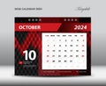 October 2024 year- Desk Calendar 2024 template vector, Week starts Sunday, Planner design, Stationery design, flyer design, wall