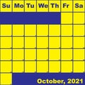 2021 October yellow on blue planner calendar