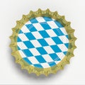 Octoberfest, Beer cap with Bavaria flag isolated on white background, top view. 3d illustration