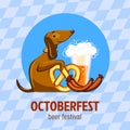 Octoberfest beer festival concept background, cartoon style