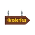 Octoberfest direction sign icon, flat style