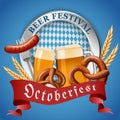 Octoberfest german beer festival concept background, realistic style Royalty Free Stock Photo