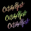 Octoberfest handwritten colorful watercolor lettering on black background. Royalty Free Stock Photo