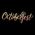 Octoberfest handwritten watercolor lettering on black background. Royalty Free Stock Photo