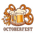 Octoberfest holiday icon, cartoon style