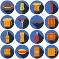 Octoberfest icons and patterns flat style