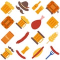 Octoberfest icons and patterns flat style.