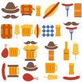 Octoberfest icons and patterns flat style.