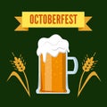 Octoberfest Oktoberfest beer festival brew glass flat vector