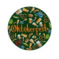 Octoberfest poster or banner design template, watercolor hand drawn Royalty Free Stock Photo