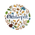 Octoberfest poster or banner design template, watercolor hand drawn Royalty Free Stock Photo