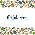 Octoberfest poster or banner design template, watercolor hand drawn Royalty Free Stock Photo