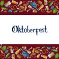 Octoberfest poster or banner design template, watercolor hand drawn Royalty Free Stock Photo