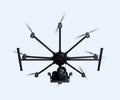 Octocopter flying in the sky