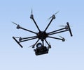 Octocopter flying in the sky