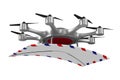 octocopter with mail on white background. Isolated 3d illustration