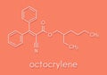 Octocrylene sunscreen molecule. Skeletal formula. Royalty Free Stock Photo