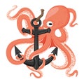 Cheerful octopus with an anchor.