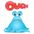 Octopus alien monster emoji character with ouch title. Royalty Free Stock Photo