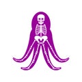 Octopus Anatomy skeleton. Poulpe Sea monster. Vector aquatic animal
