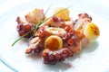 Octopus appetizer with small potatoes.