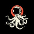 Octopus with astronaut helmet in space