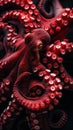 Octopus on black background. Close up view of octopus tentacles Royalty Free Stock Photo