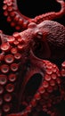 Octopus on black background. Close up view of octopus tentacles Royalty Free Stock Photo