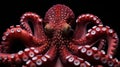 Octopus on black background. Close up view of octopus tentacles Royalty Free Stock Photo