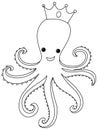 Octopus black and white doodle character