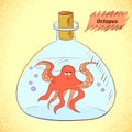 Octopus in the bottle. Royalty Free Stock Photo