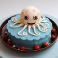 Playful Octopus Cake With Comic Cartoon Style Design