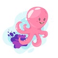 Octopus cartoon style baby character