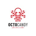 Octopus Christmas Candy Logo Design Template