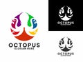 Octopus with circle full color creative logo design vector template Royalty Free Stock Photo