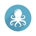 Octopus Circle Icon Flat with long Shadow Royalty Free Stock Photo