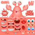 Octopus crab monster cartoon character creation kit Royalty Free Stock Photo
