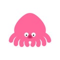 Octopus cute cartoon isolated. Little poulpe. Vector illustration