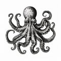 Luxurious Black And White Octopus Engraving: Ultra Realistic Wall Art And Tattoo Design