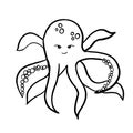 The octopus in doodle and line art. For clip art, seamless patterns, postcards and other comercial usage