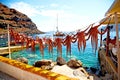 octopus drying in greece santorini and light