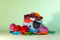 octopus with Easter eggs, creative holiday design