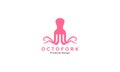 Octopus  with fork logo design vector icon symbol illustration Royalty Free Stock Photo