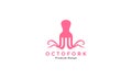 Octopus  with fork logo design vector icon symbol illustration Royalty Free Stock Photo