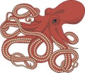 The octopus has eight tentacles equipped