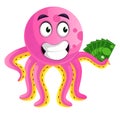 Octopus hodling money illustration vector