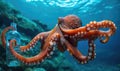 Octopus Balancing a Bottle on Its Tentacle Royalty Free Stock Photo