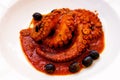 Octopus with hot chili souse Royalty Free Stock Photo